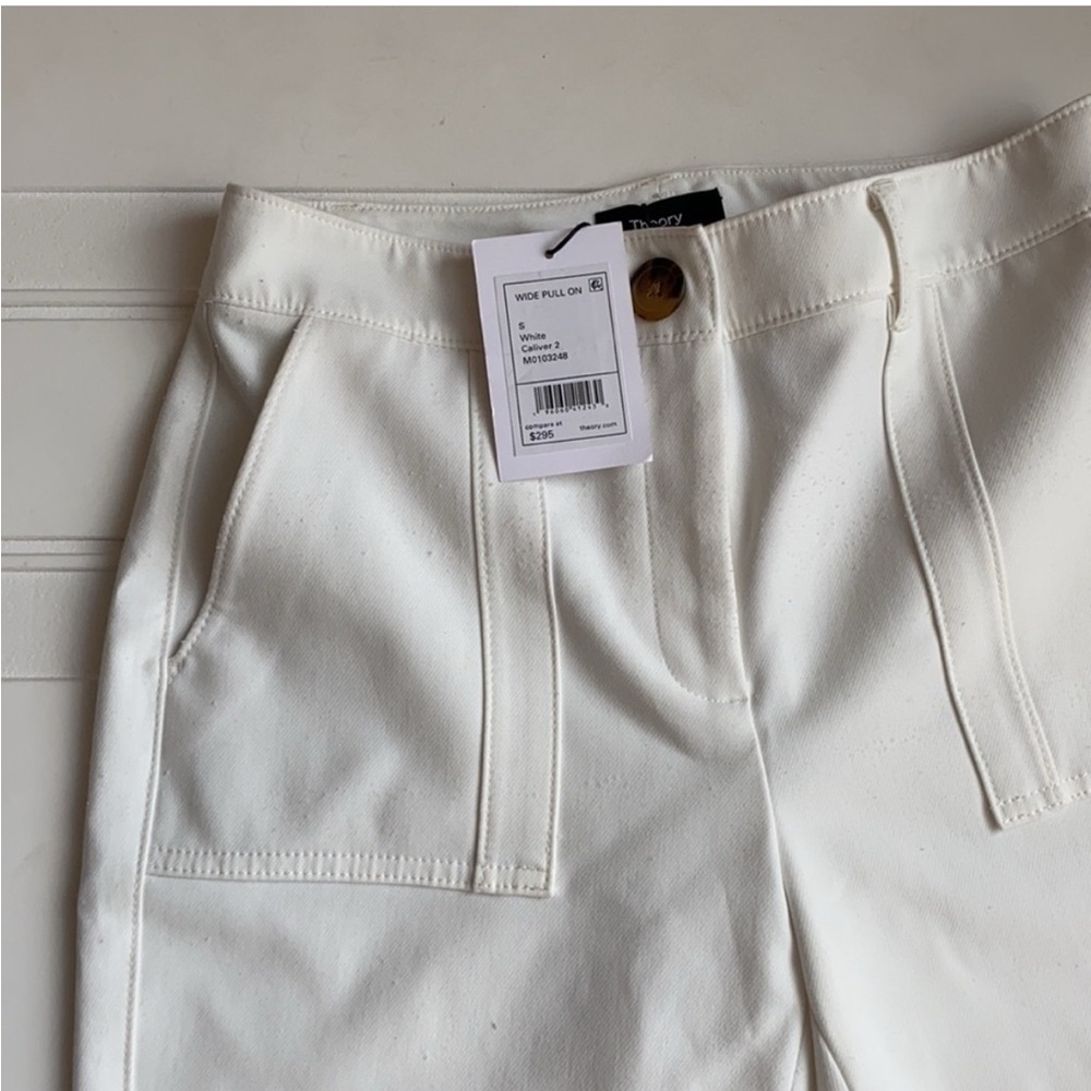 NWT Theory White Polyester Blend Jogger Pants Size 2 - Picture 2 of 6